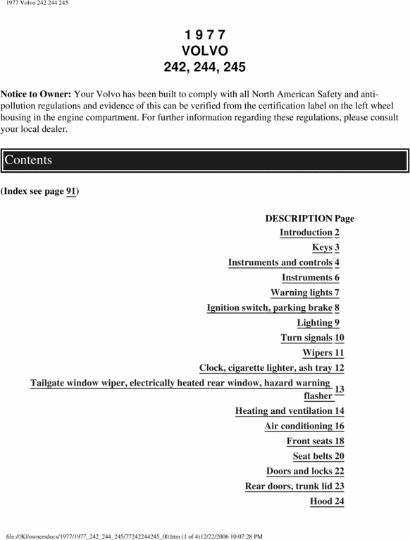 Product picture 77 Volvo 242 244 245 1977 Owners Manual