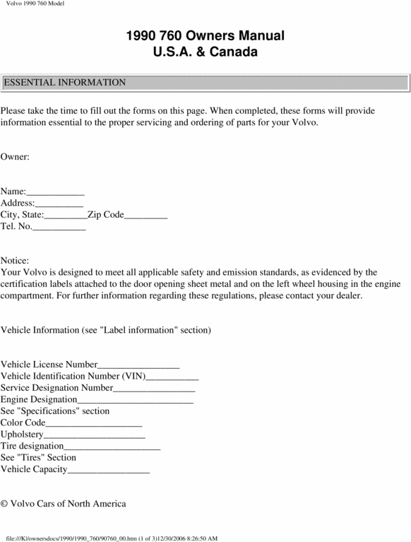 Product picture 90 Volvo 760 1990 Owners Manual