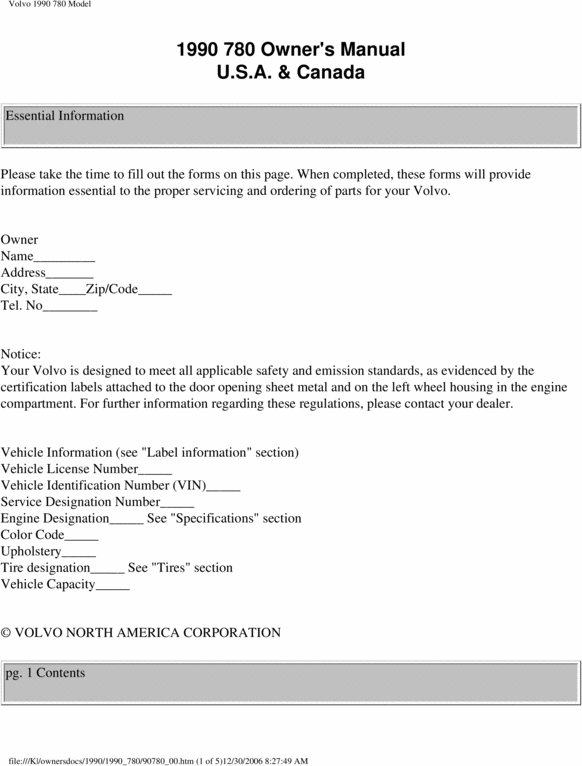 Product picture 90 Volvo 780 1990 Owners Manual