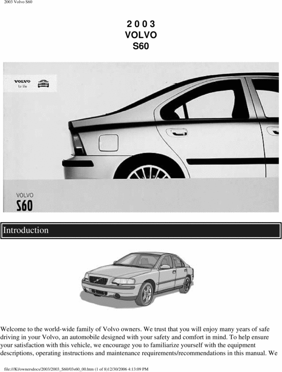 Product picture 03 Volvo S60 2003 Owners Manual