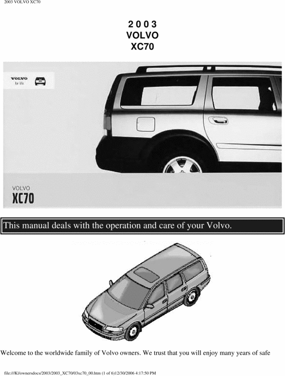 Product picture 03 Volvo XC70 2003 Owners Manual