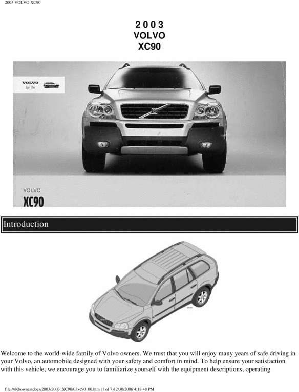 Product picture 03 Volvo XC90 2003 Owners Manual